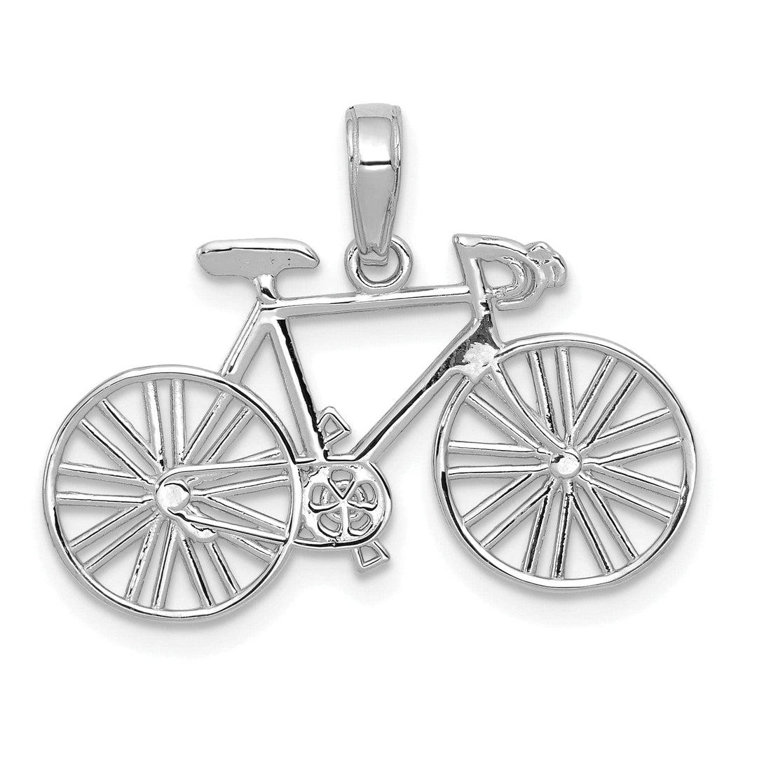 Lovely Rita's Pendants & Charms 14K White Gold Polished Finish Solid Open Back Bicycle Charm Pendant