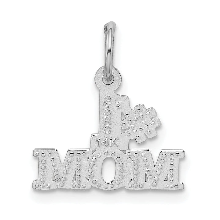 Lovely Rita's Pendants & Charms 14k White Gold Polished Finish Solid Script #1 MOM Design Charm Pendant