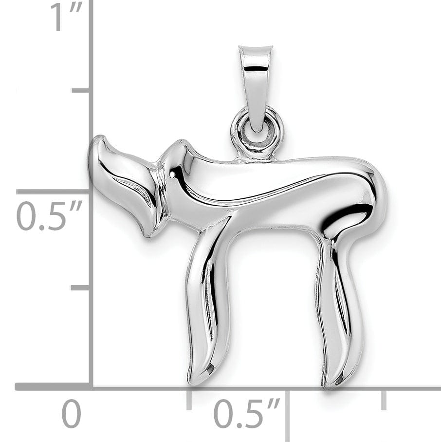 Lovely Rita's Pendants & Charms 14K White Gold Polished Finish Unisex Chai Symbol Design Pendant