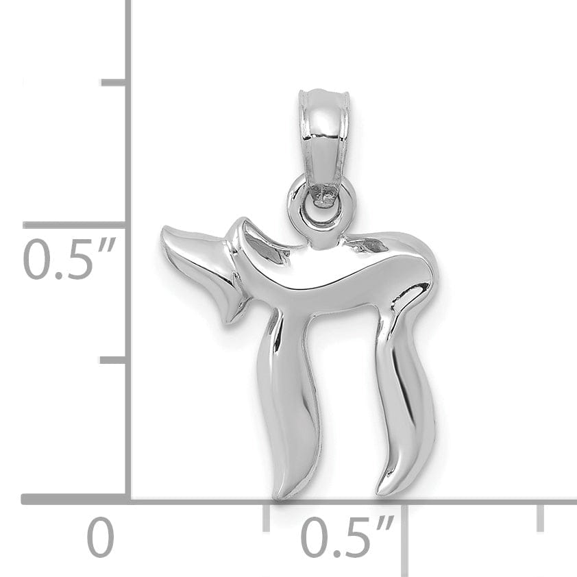 Lovely Rita's Pendants & Charms 14k White Gold Polished Finish Unisex Solid Chai Design Charm Pendant