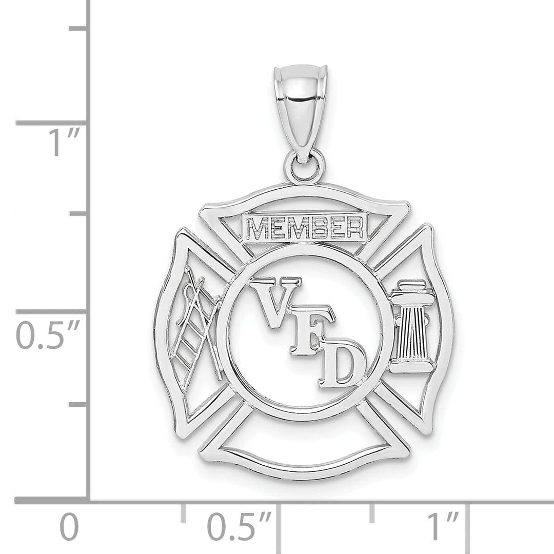 Lovely Rita's Pendants & Charms 14k White Gold Polished Finish VFD MEMBER in Shield Charm Pendant