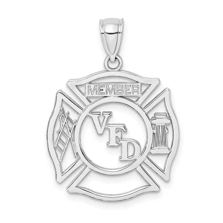 Lovely Rita's Pendants & Charms 14k White Gold Polished Finish VFD MEMBER in Shield Charm Pendant