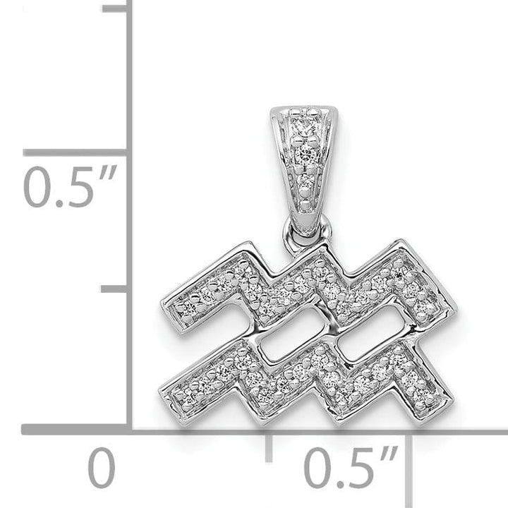 Lovely Rita's Pendants & Charms 14k White Gold Polished Finish with Diamonds Aquarius Zodiac Charm Pendant