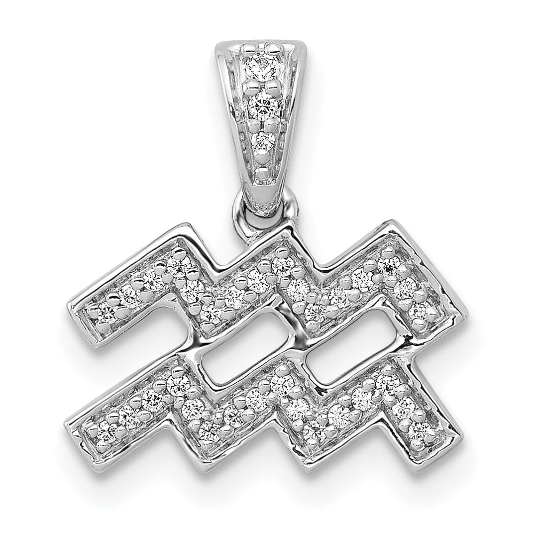 Lovely Rita's Pendants & Charms 14k White Gold Polished Finish with Diamonds Aquarius Zodiac Charm Pendant