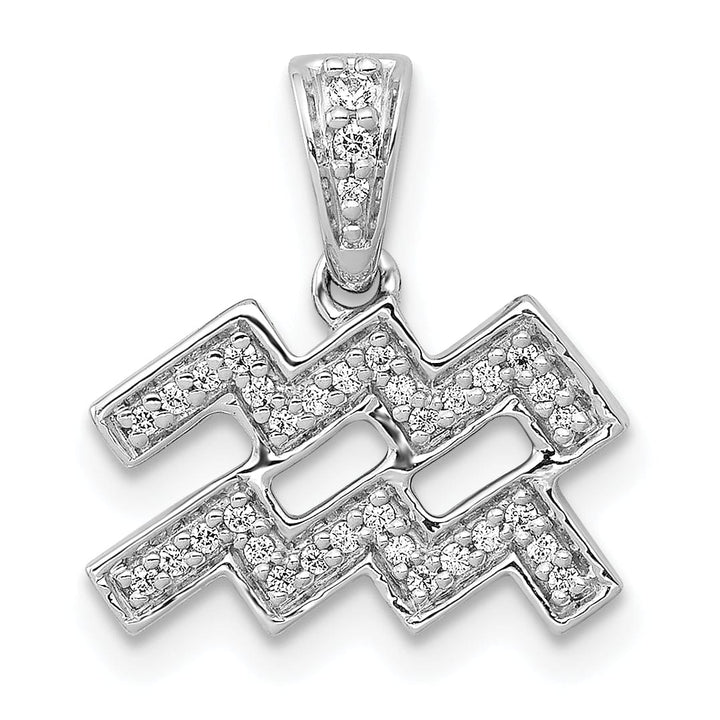 Lovely Rita's Pendants & Charms 14k White Gold Polished Finish with Diamonds Aquarius Zodiac Charm Pendant