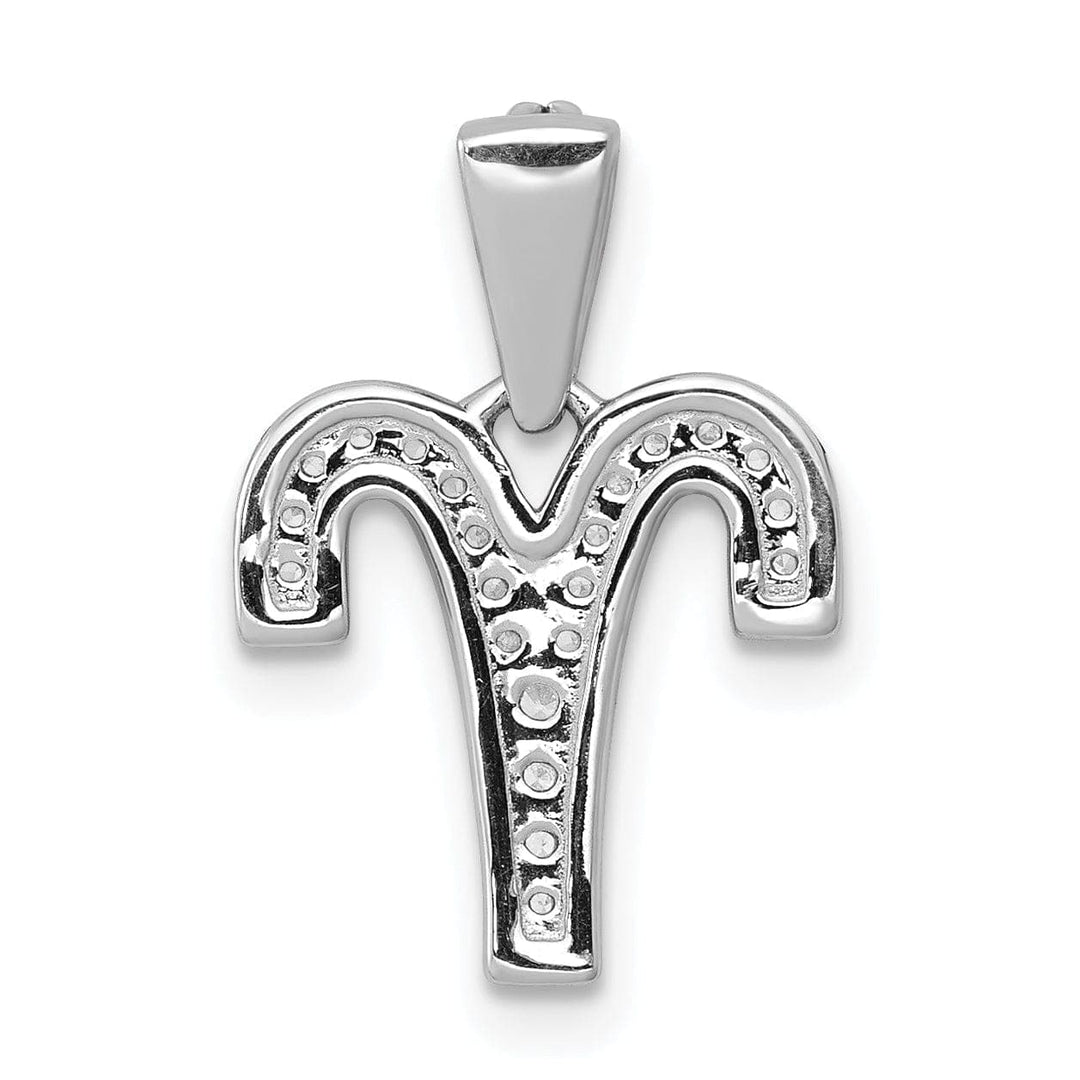 Lovely Rita's Pendants & Charms 14k White Gold Polished Finish with Diamonds Aries Zodiac Charm Pendant