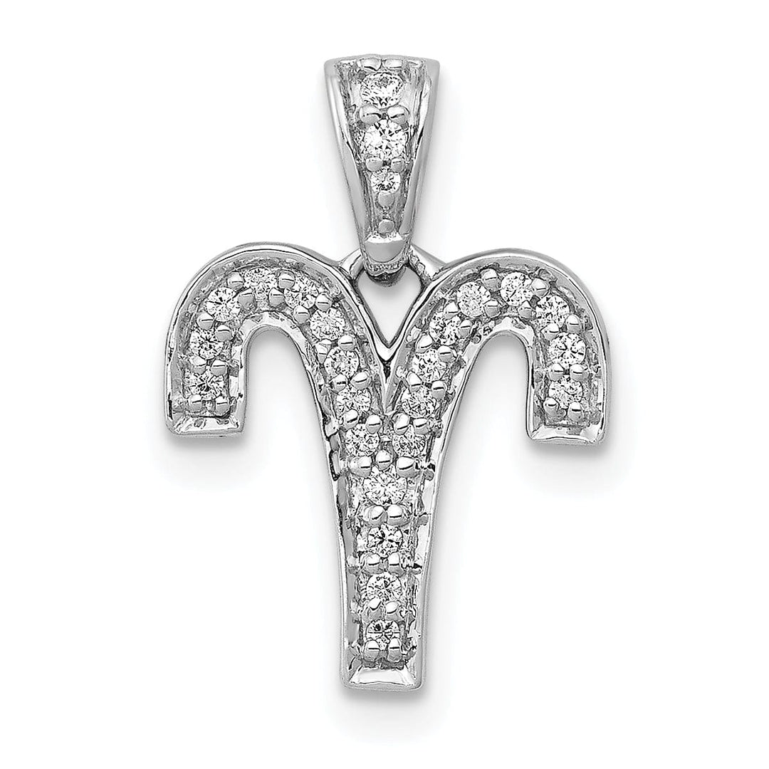 Lovely Rita's Pendants & Charms 14k White Gold Polished Finish with Diamonds Aries Zodiac Charm Pendant