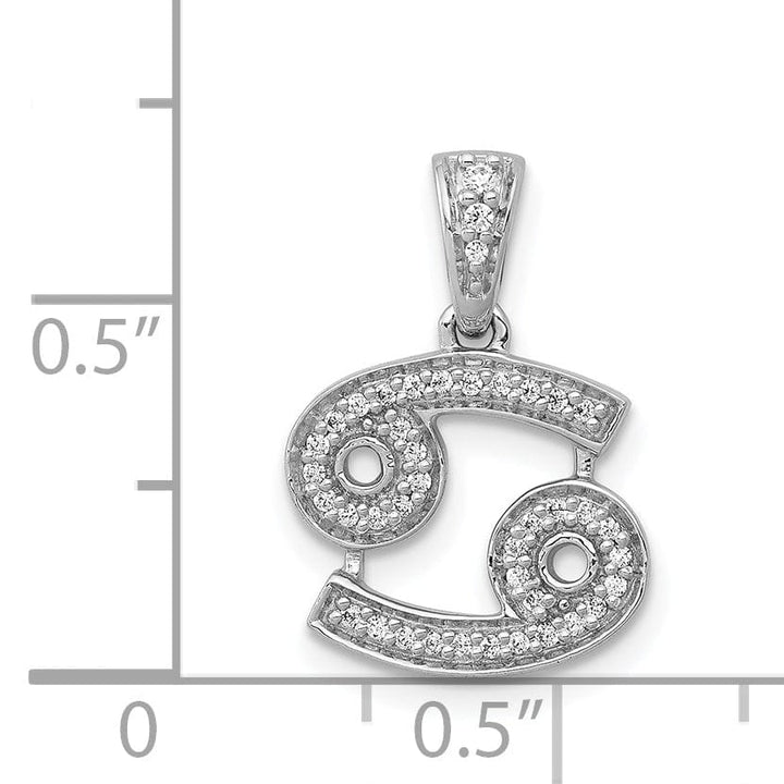 Lovely Rita's Pendants & Charms 14k White Gold Polished Finish with Diamonds Cancer Zodiac Charm Pendant