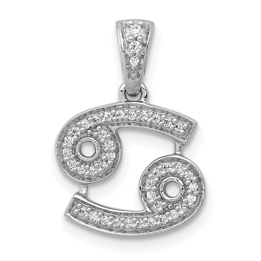Lovely Rita's Pendants & Charms 14k White Gold Polished Finish with Diamonds Cancer Zodiac Charm Pendant