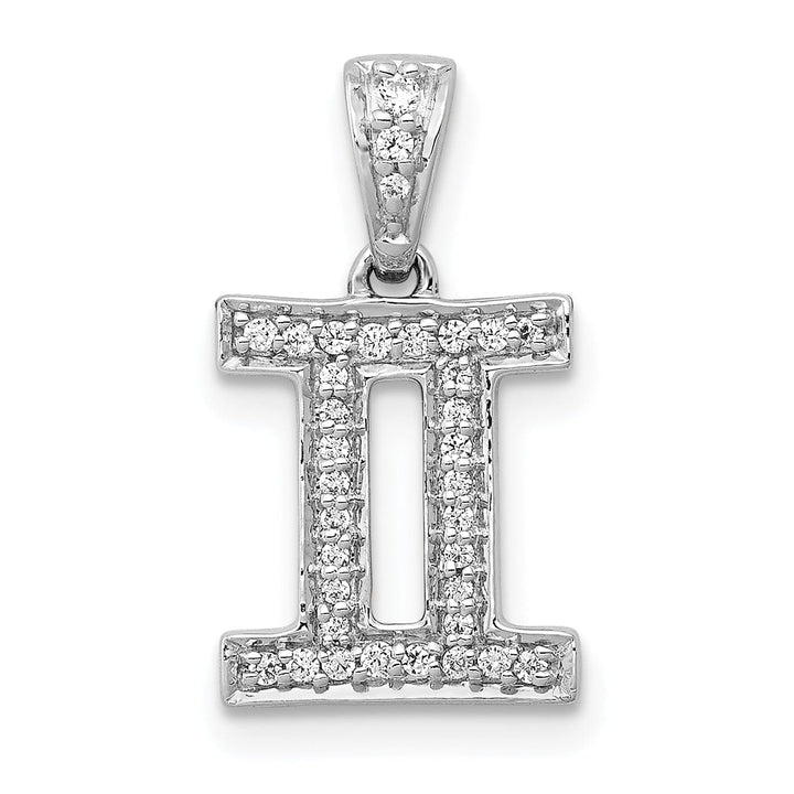Lovely Rita's Pendants & Charms 14k White Gold Polished Finish with Diamonds Gemini Zodiac Charm Pendant