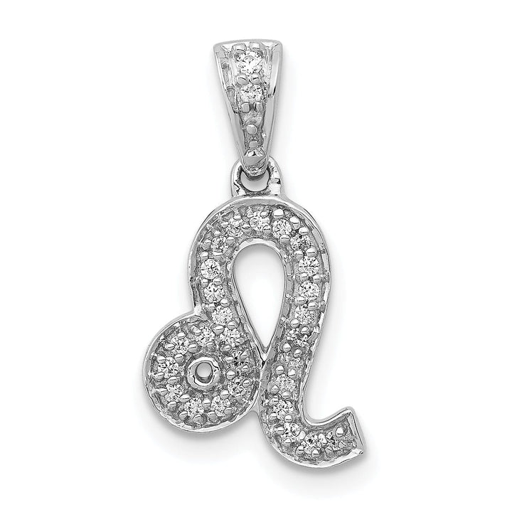 Lovely Rita's Pendants & Charms 14k White Gold Polished Finish with Diamonds LEO Zodiac Charm Pendant