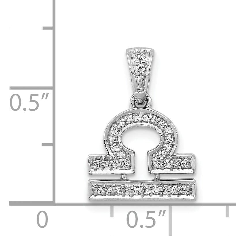Lovely Rita's Pendants & Charms 14k White Gold Polished Finish with Diamonds Libra Zodiac Charm Pendant