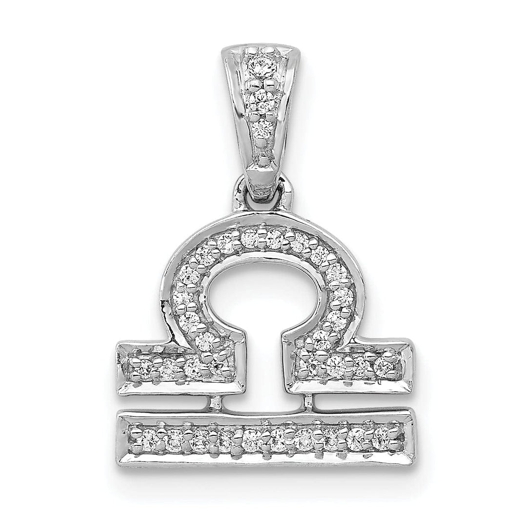 Lovely Rita's Pendants & Charms 14k White Gold Polished Finish with Diamonds Libra Zodiac Charm Pendant