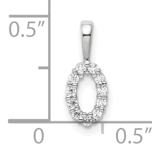 Lovely Rita's Pendants & Charms 14k White Gold Polished Finish with Diamonds Number 0 Charm Pendant