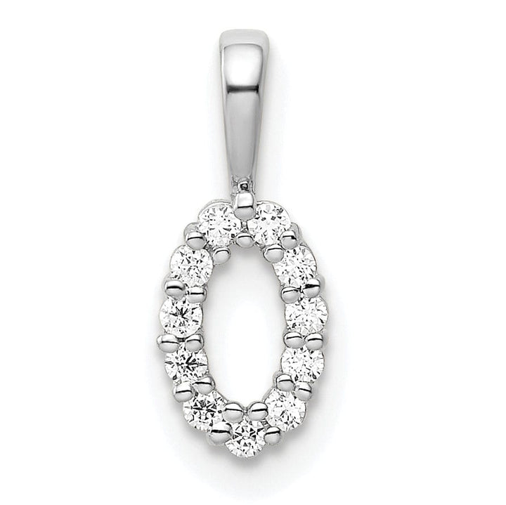 Lovely Rita's Pendants & Charms 14k White Gold Polished Finish with Diamonds Number 0 Charm Pendant
