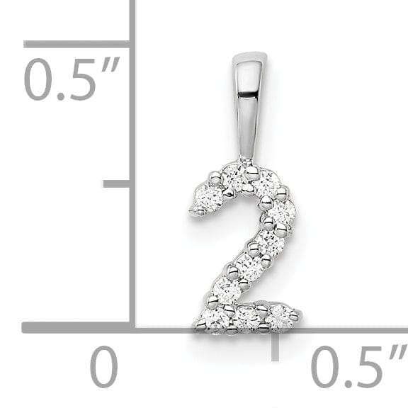 Lovely Rita's Pendants & Charms 14k White Gold Polished Finish with Diamonds Number 2 Pendant