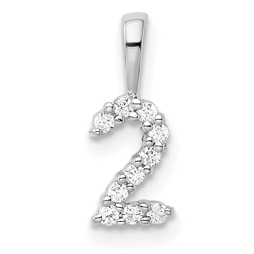 Lovely Rita's Pendants & Charms 14k White Gold Polished Finish with Diamonds Number 2 Pendant