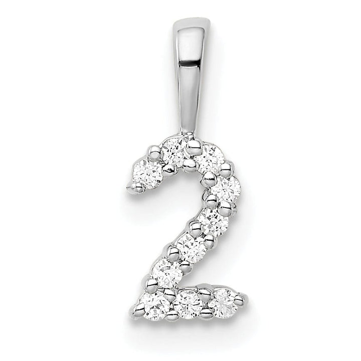Lovely Rita's Pendants & Charms 14k White Gold Polished Finish with Diamonds Number 2 Pendant