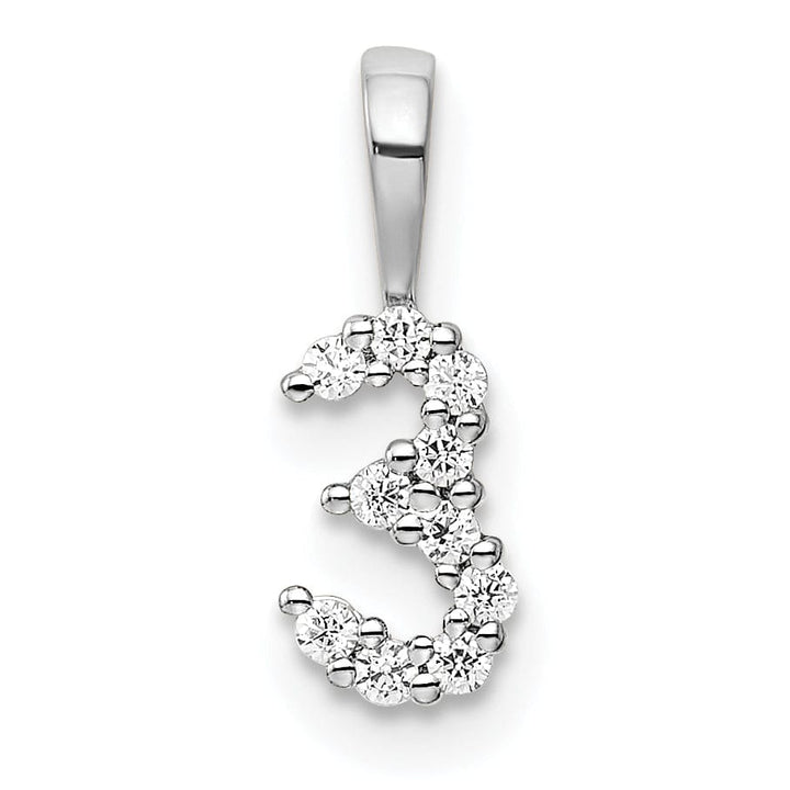 Lovely Rita's Pendants & Charms 14k White Gold Polished Finish with Diamonds Number 3 Pendant