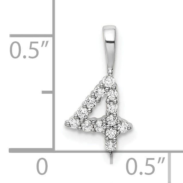 Lovely Rita's Pendants & Charms 14k White Gold Polished Finish with Diamonds Number 4 Pendant