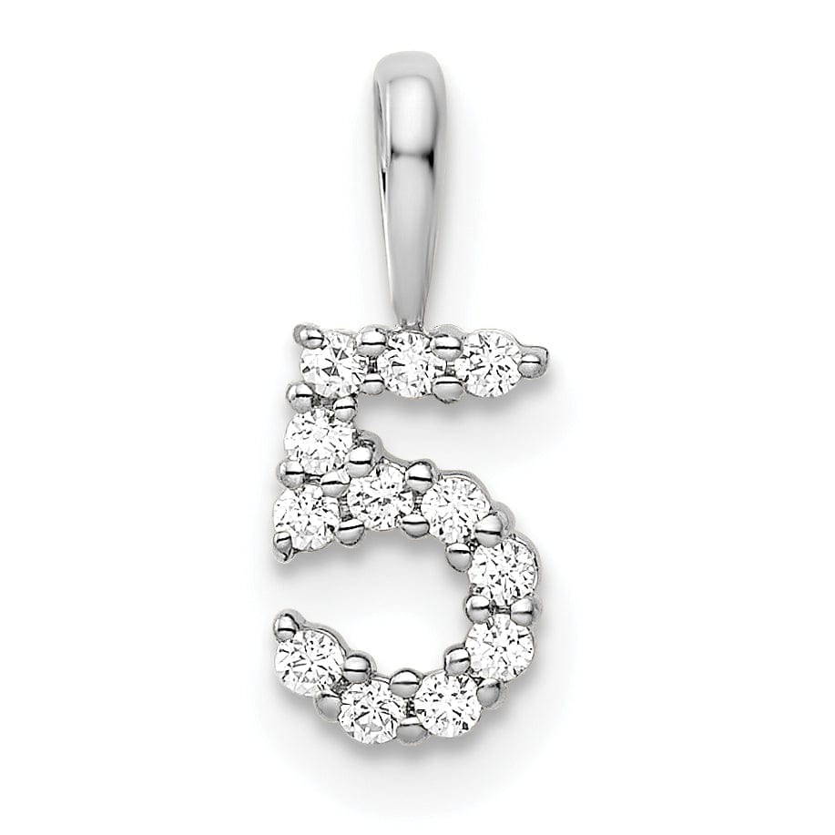 Lovely Rita's Pendants & Charms 14k White Gold Polished Finish with Diamonds Number 5 Pendant
