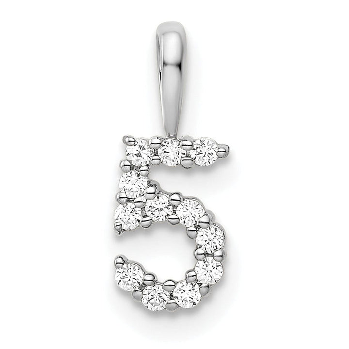 Lovely Rita's Pendants & Charms 14k White Gold Polished Finish with Diamonds Number 5 Pendant