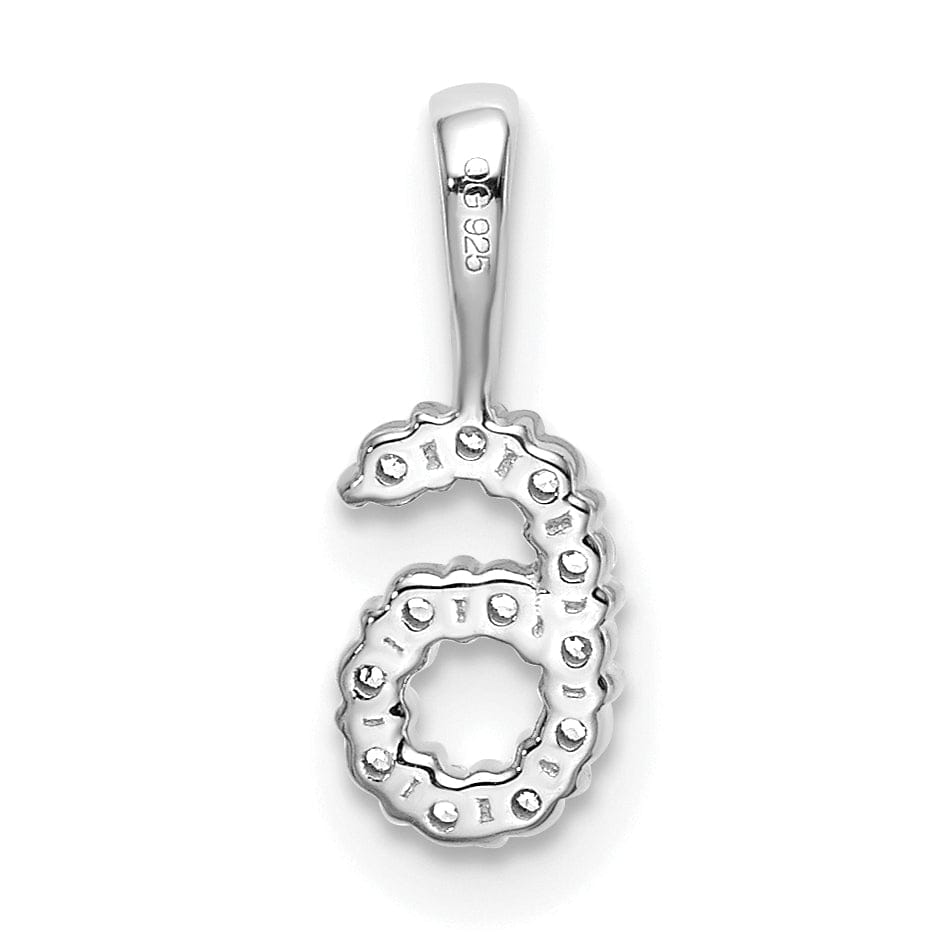 Lovely Rita's Pendants & Charms 14k White Gold Polished Finish with Diamonds Number 6 Pendant