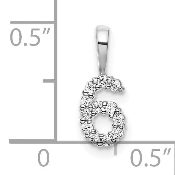 Lovely Rita's Pendants & Charms 14k White Gold Polished Finish with Diamonds Number 6 Pendant