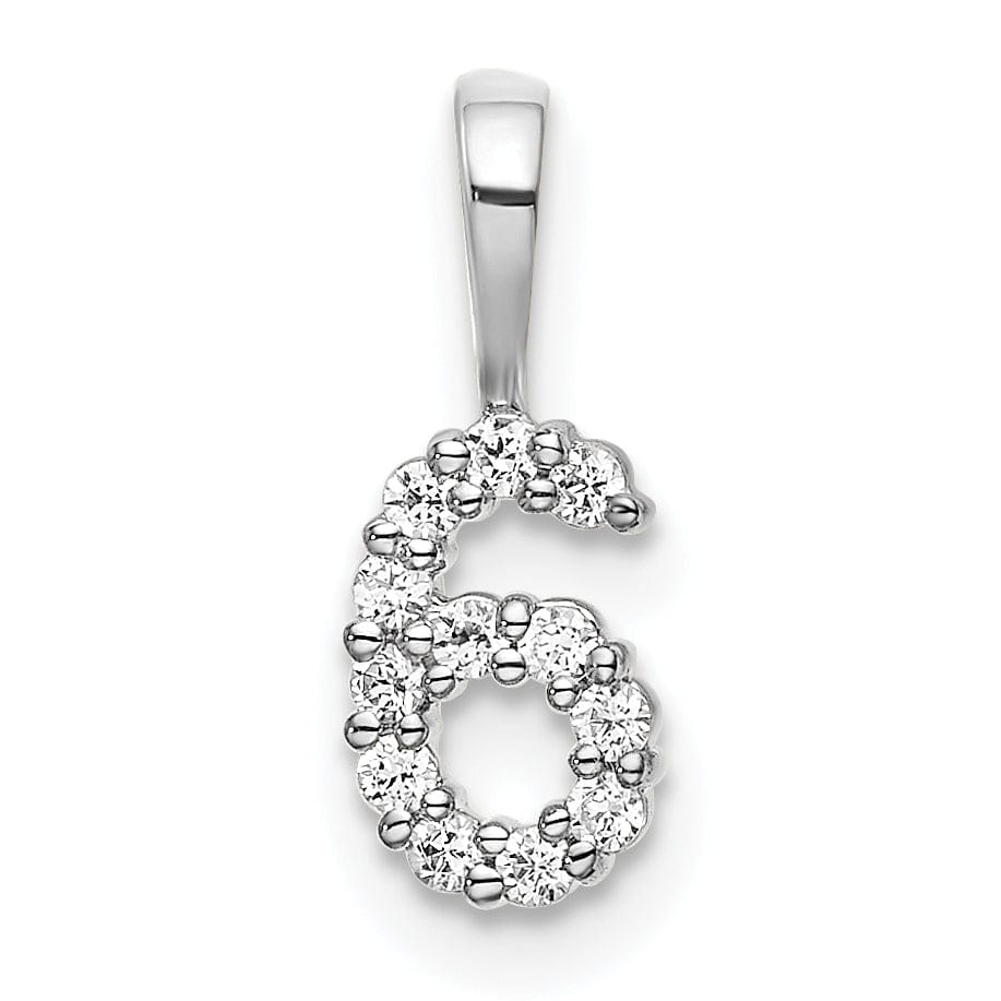 Lovely Rita's Pendants & Charms 14k White Gold Polished Finish with Diamonds Number 6 Pendant