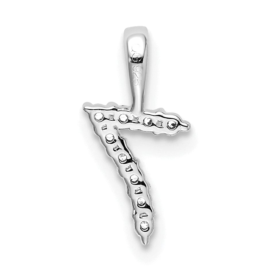 Lovely Rita's Pendants & Charms 14k White Gold Polished Finish with Diamonds Number 7 Pendant
