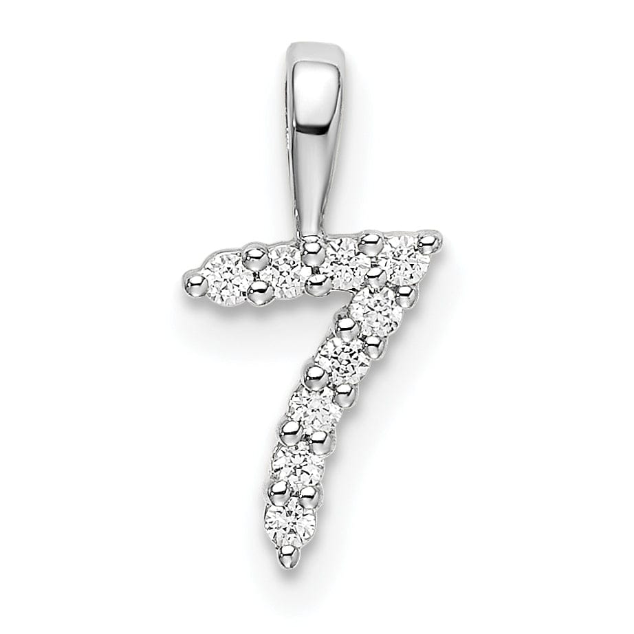 Lovely Rita's Pendants & Charms 14k White Gold Polished Finish with Diamonds Number 7 Pendant