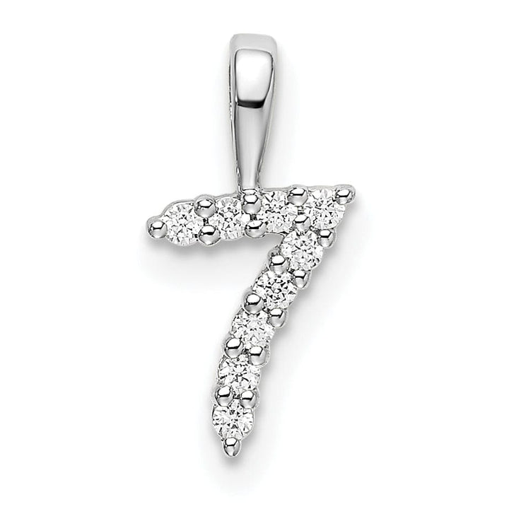 Lovely Rita's Pendants & Charms 14k White Gold Polished Finish with Diamonds Number 7 Pendant