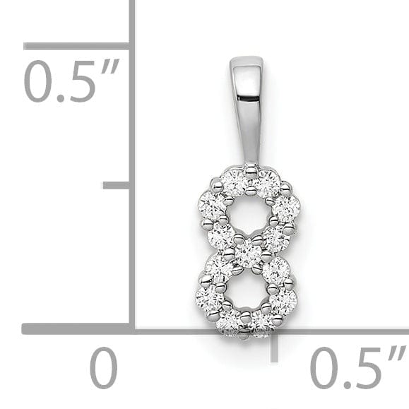 Lovely Rita's Pendants & Charms 14k White Gold Polished Finish with Diamonds Number 8 Pendant