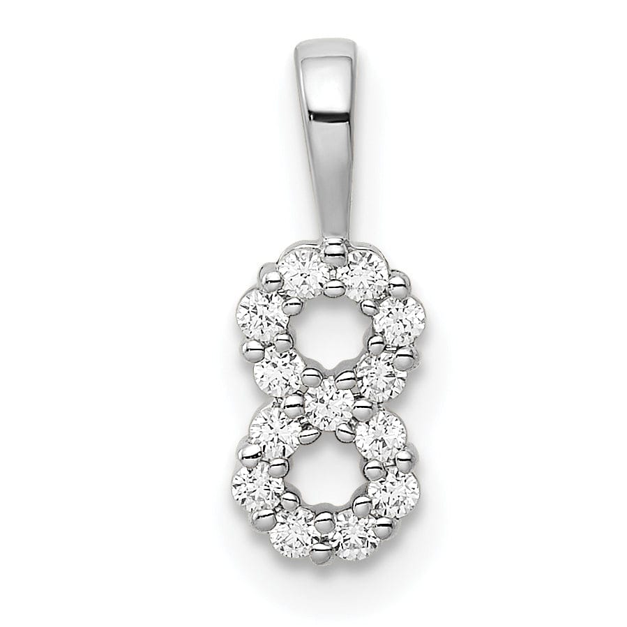 Lovely Rita's Pendants & Charms 14k White Gold Polished Finish with Diamonds Number 8 Pendant