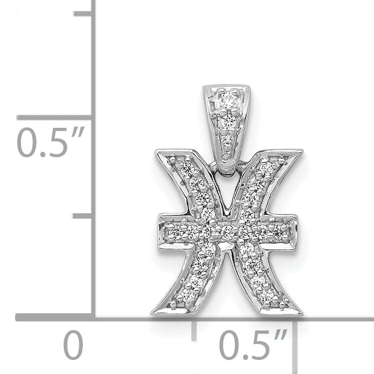 Lovely Rita's Pendants & Charms 14k White Gold Polished Finish with Diamonds Pisces Zodiac Charm Pendant