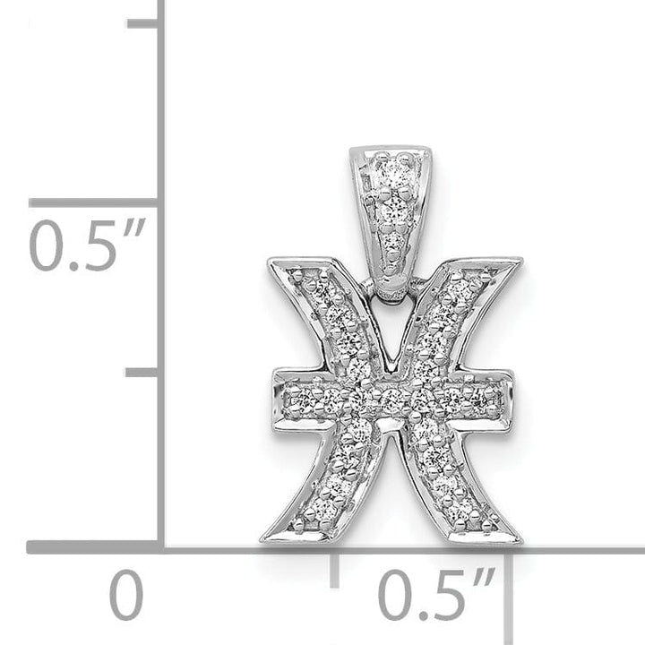 Lovely Rita's Pendants & Charms 14k White Gold Polished Finish with Diamonds Pisces Zodiac Charm Pendant