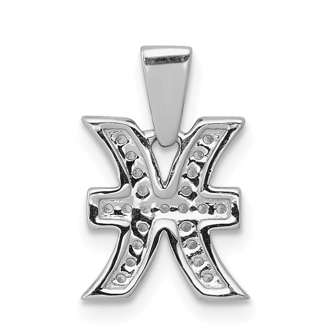 Lovely Rita's Pendants & Charms 14k White Gold Polished Finish with Diamonds Pisces Zodiac Charm Pendant