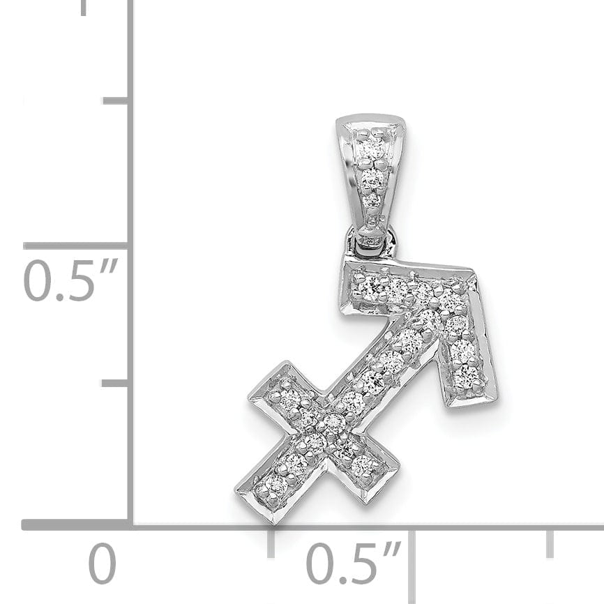 Lovely Rita's Pendants & Charms 14k White Gold Polished Finish with Diamonds Sagittarius Zodiac Charm Pendant