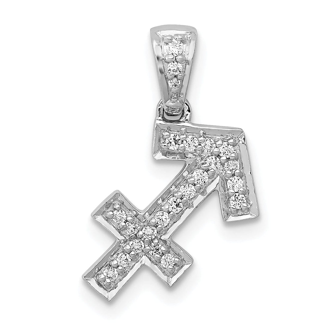 Lovely Rita's Pendants & Charms 14k White Gold Polished Finish with Diamonds Sagittarius Zodiac Charm Pendant
