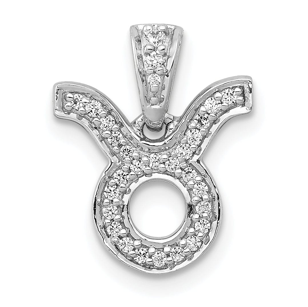 Lovely Rita's Pendants & Charms 14k White Gold Polished Finish with Diamonds Taurus Zodiac Charm Pendant