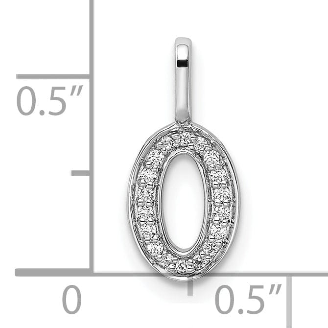 Lovely Rita's Pendants & Charms 14k White Gold Polished Finish with Diamonds Womens Number 0 Charm Pendant