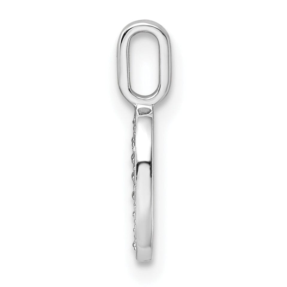 Lovely Rita's Pendants & Charms 14k White Gold Polished Finish with Diamonds Womens Number 0 Charm Pendant