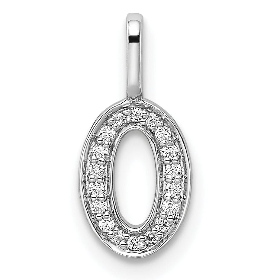 Lovely Rita's Pendants & Charms 14k White Gold Polished Finish with Diamonds Womens Number 0 Charm Pendant