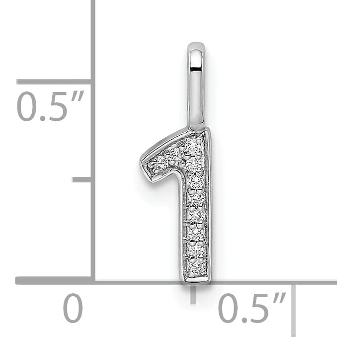 Lovely Rita's Pendants & Charms 14k White Gold Polished Finish with Diamonds Womens Number 1 Charm Pendant