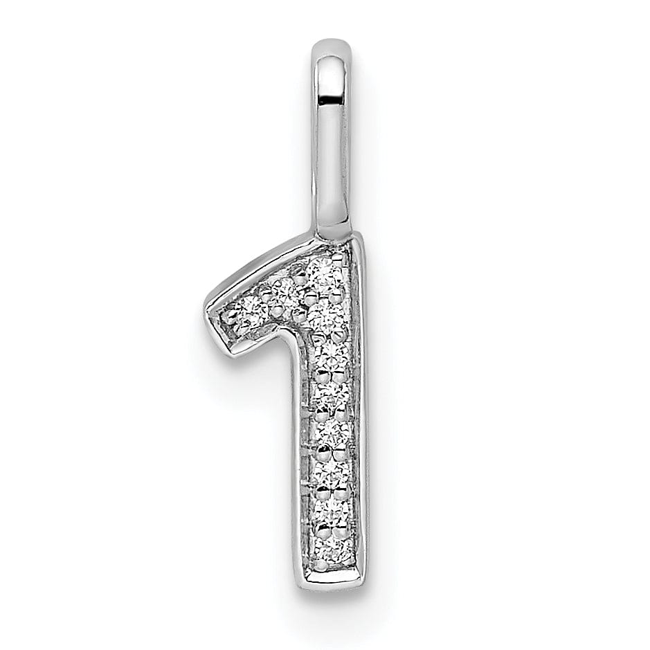 Lovely Rita's Pendants & Charms 14k White Gold Polished Finish with Diamonds Womens Number 1 Charm Pendant