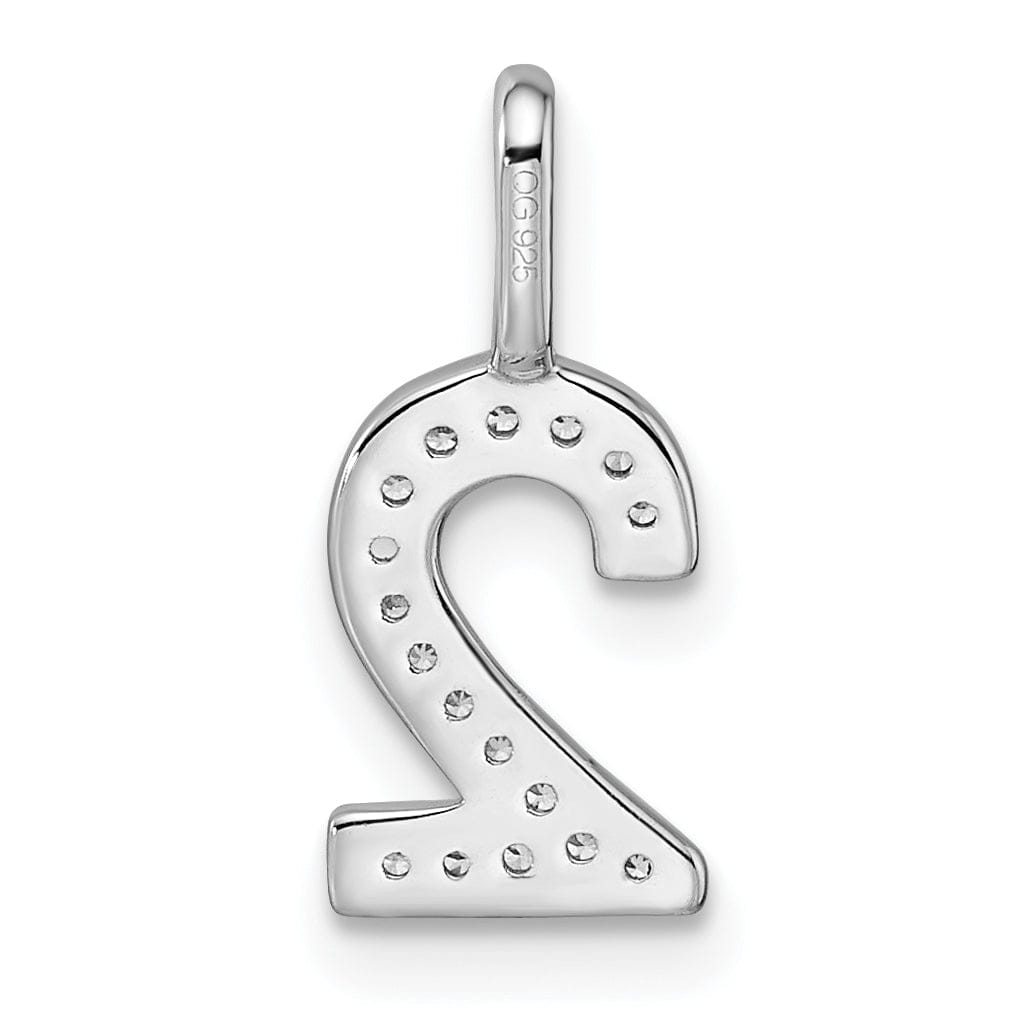 Lovely Rita's Pendants & Charms 14k White Gold Polished Finish with Diamonds Womens Number 2 Charm Pendant