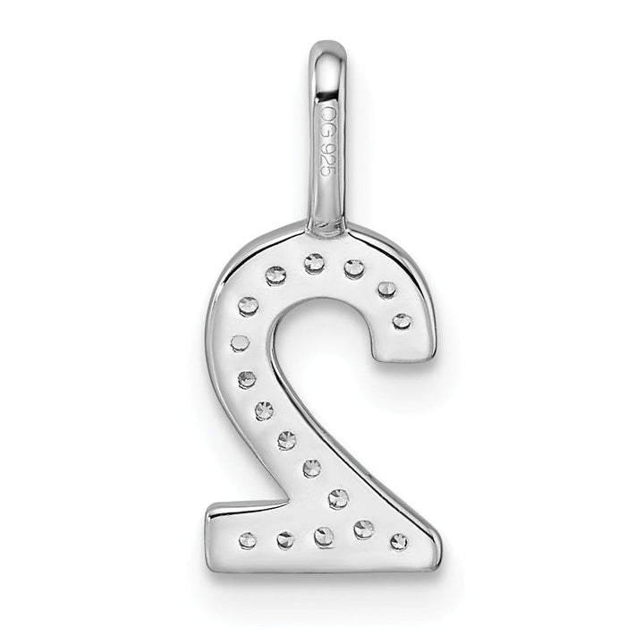 Lovely Rita's Pendants & Charms 14k White Gold Polished Finish with Diamonds Womens Number 2 Charm Pendant