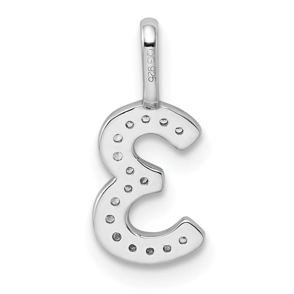 Lovely Rita's Pendants & Charms 14k White Gold Polished Finish with Diamonds Womens Number 3 Charm Pendant
