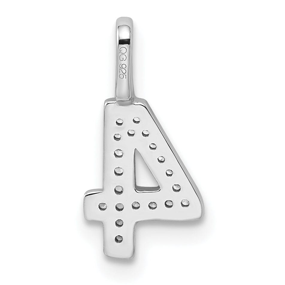 Lovely Rita's Pendants & Charms 14k White Gold Polished Finish with Diamonds Womens Number 4 Charm Pendant