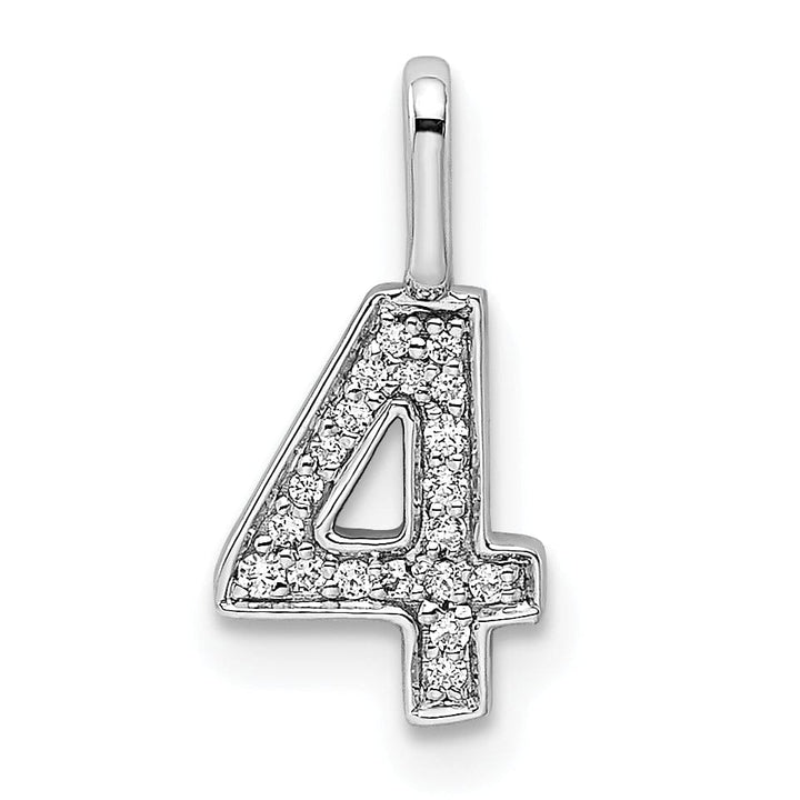 Lovely Rita's Pendants & Charms 14k White Gold Polished Finish with Diamonds Womens Number 4 Charm Pendant